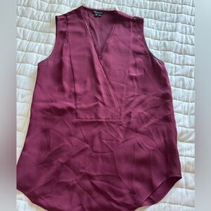 Theory Burgundy V-Neck Blouse